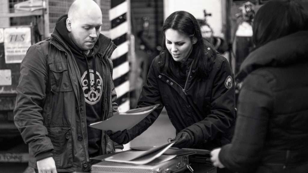 Emma Dark on the set