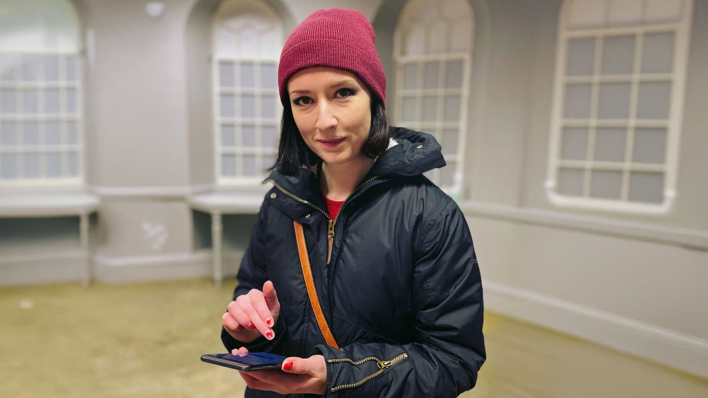 Sarah Daly on set 